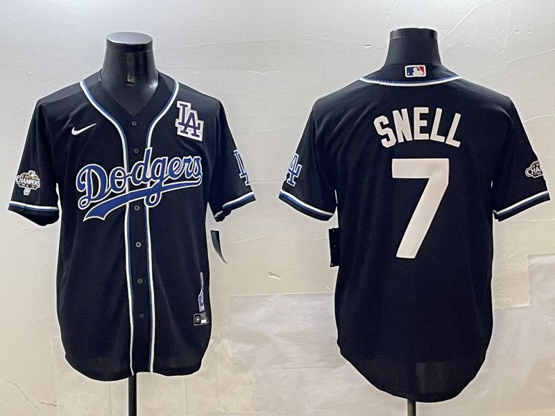 Men Los Angeles Dodgers #7 Snell Black Fashion Game 2025 Nike MLB Jersey style 3064